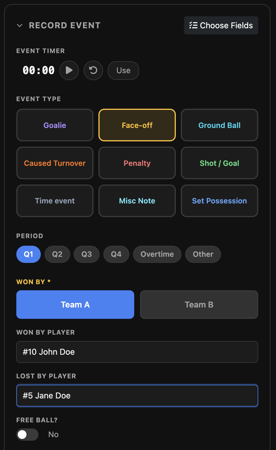 LaxStats Event recorder